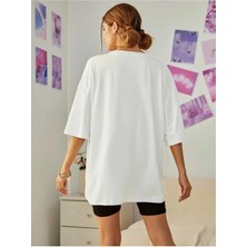 Woodroffe Kadın Bisiklet Baka Salaş Ayıcık Baskılı Oversize Boyfriend T-Shirt