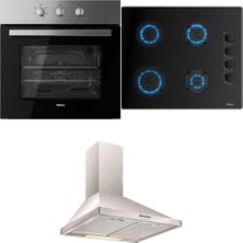 Teka Ankastre Set, He 715 Ss Inox Fırın, Gbe 64002 Siyah Cam Ocak, Df 60 Inox Davlumbaz