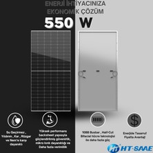 HT-Saae HT72-18X 550 Watt Beyaz Arka Yüz Güneş Enerji Paneli Half-Cut Yüksek Verimli