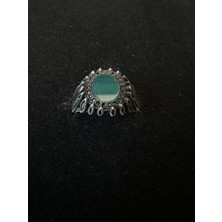 Luna Gümüş Yeşil Taşlı Gümüş Yüzük