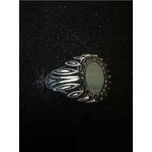 Luna Gümüş Yeşil Taşlı Gümüş Yüzük