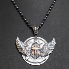 Emren Jewelry 925 Ayar Gümüş Melek Kanatlı Spartan Erkek Kolye