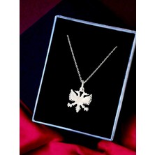 Alaja Silver Arnavutluk Sembolü Çift Başlı Kartal Unisex Tasarım 925 Ayar Gümüş Kolye