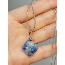 Yaşam Tohumu Lapis Taşı Kolye Ucu Yonca Temalı Zincirli (49830)