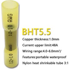 Koodmax - 10 Adet - Bht-5.5 Isıyla Daralan Makaron 48A / 4-6mm² Su Geçirmez Konnektör - Sarı