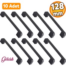 Badem10 10 Adet Gölcük Oval (128 mm - 12.8 cm) Siyah Metal Mobilya Mutfak Kulbu Çekmece Dolap Kulpu Dolabı Kulpları