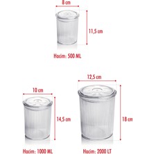 Lenay  12'li Barok Yuvarlak 3 Boy Kavanoz Seti & Saklama Kabı & Erzak Kabı (4*2000 Ml, 4*1000 Ml, 4*500 Ml)