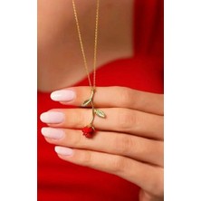 Md Doğum Günü Hediyesi Işıklı Teraryum & Gold Rose Gül Kolye