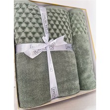 ayhanhome 2'Li Jakarlı Kutulu Banyo Havlu Hamam Takımı 1 Adet 70 x 140, 1 Adet 50 x 90  cm