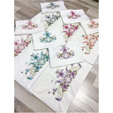 ayhanhome 3d Nakışlı Kadife Analı-Kızlı Çeyizlik 6 Adet 50 x 90  cm  El Yüz & 6 Adet 30 x 50 cm Mutfak Havlu Seti