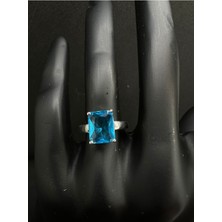 Luna Gümüş Mavi Taşlı Gümüş Yüzük