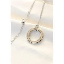 Callerrons Accessories  316L Çelik Zirkon Taşlı Çift Renkli Tifany Kolye - EBJ240521W24258