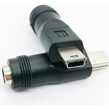 Koodmax - 5 Pin Mini USB Erkek To Dc 5.5*2.1mm Dişi Soket Çevirici - Güç Adaptörü Fişi Dönüştürücü