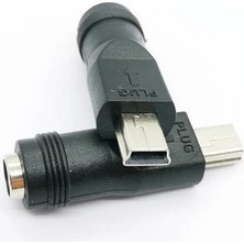 Koodmax - 5 Pin Mini USB Erkek To Dc 5.5*2.1mm Dişi Soket Çevirici - Güç Adaptörü Fişi Dönüştürücü