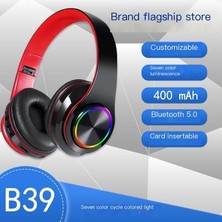 Lebeigo Kablosuz Işıklı Bluetooth Kulaklık Başa Takılan Bluetooth Kulaklık 5.0 Takılabilir Kart Katlanabilir Subwoofer B39 (Yurt Dışından)