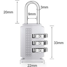 Weather Forecast 3 Haneli 23 mm Sıfırlanabilir Şifreli Dolap Bagaj Kilidi Asma Kilit CIN530SLV