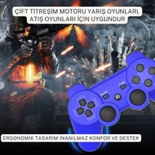 Cosmostech P3 Doubleshock Ps3 Playstation 3 Için Uyumlu Kablosuz Titreşimli Oyun Kolu Gamepad Joystick controller Mavi