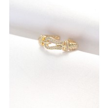 Callerrons Accessories  Kemer Tokası Tasarımlı Gold Renk Zirkon Taşlı Ayarlanabilir Yüzük - EBJ240521W24317