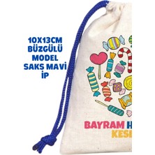 Netsan Etiket Saks Mavi Ipli Bayram Harçlığı Kesesi 10X13CM