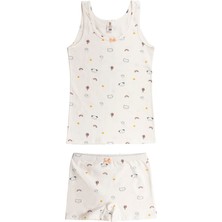 Özkan Underwear 43162 Kız Çocuk Pamuklu Likralı Süprem Esnek Kalın Askılı Atlet Şort Takım