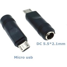 Koodmax - Micro USB Erkek To Dc 5.5*2.1mm Dişi Soket Çevirici - Dc Güç Adaptörü Fişi Dönüştürücü