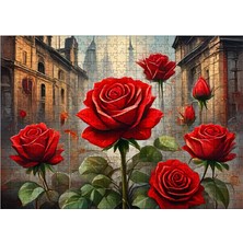 Karizmart Ahşap Mdf Puzzle Yapboz Kırmızı Güller 50 x 70  cm