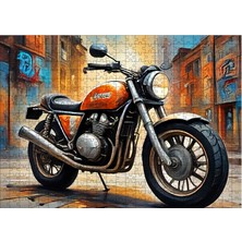 Karizmart Ahşap Mdf Puzzle Yapboz Turuncu Chopper Motosiklet 50 x 70  cm