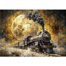 Karizmart Ahşap Mdf Puzzle Yapboz Buharlı Tren ve Dolunay 120 Parça 25 x 35 cm