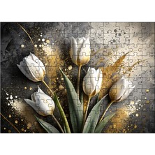 Karizmart Ahşap Mdf Puzzle Yapboz Beyaz Laleler 120 Parça 25 x 35 cm