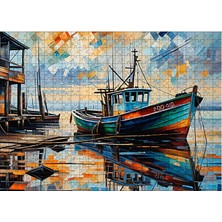 Karizmart Ahşap Mdf Puzzle Yapboz Balıkçı Teknesi 50 x 70  cm