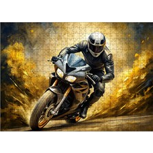 Karizmart Ahşap Mdf Puzzle Yapboz Motosiklet Sürücüsü 50 x 70  cm