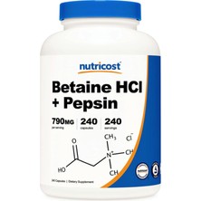 Nutricost Betaine Hcl + Pepsin 790mg  240 Capsules - Gluten Free & Non-Gmo