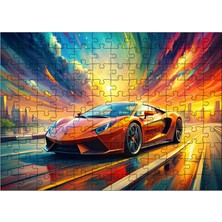 Ekart Ahşap Mdf Puzzle Yapboz Turuncu Spor Araba 120 Parça 25 x 35 cm