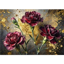 Karizmart Ahşap Mdf Puzzle Yapboz Pembe Karanfiller 50 x 70  cm