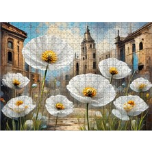 Karizmart Ahşap Mdf Puzzle Yapboz Beyaz Papatyalar 50 x 70  cm