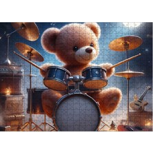 Karizmart Ahşap Mdf Puzzle Yapboz Davul Çalan Sevimli Ayı 50 x 70  cm