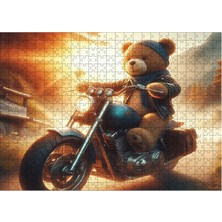 Karizmart Ahşap Mdf Puzzle Yapboz Chopper Motosiklet ve Ayıcık 50 x 70  cm