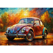 Karizmart Ahşap Mdf Puzzle Yapboz Kırmızı Kaplumbağa Araba 50 x 70  cm