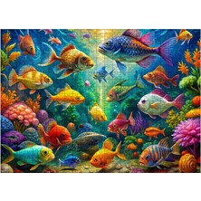 Karizmart Ahşap Mdf Puzzle Yapboz Renkli Balıklar 50 x 70  cm