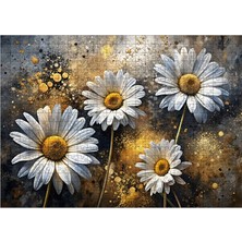 Karizmart Ahşap Mdf Puzzle Yapboz Beyaz Papatyalar 50 x 70  cm