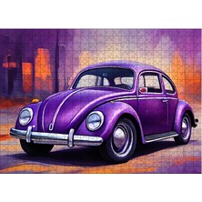 Karizmart Ahşap Mdf Puzzle Yapboz Retro Mor Kaplumbağa Araba 50 x 70  cm