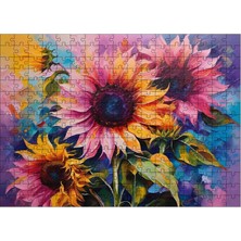 Karizmart Ahşap Mdf Puzzle Yapboz Renkli Ay Çiçekleri 25 x 35 x 50 cm