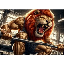 Karizmart Ahşap Mdf Puzzle Yapboz Kaslı Aslan Gym Temalı 50 x 70  cm