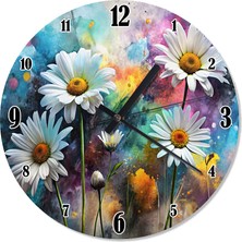 Karizma Tablo Beyaz Papatyalar Dekoratif Duvar Saati