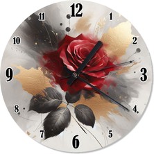 Ekart Kırmızı Gül Desenli Duvar Saati