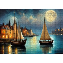 Tablomega Ahşap Mdf Puzzle Yapboz Retro Tekneler ve Evler  500 Parça 50*70 cm