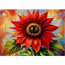 Karizmart Ahşap Mdf Puzzle Yapboz Kırmızı Çiçek 50 x 70  cm