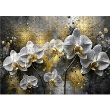 Karizmart Ahşap Mdf Puzzle Yapboz Beyaz Orkideler 50 x 70  cm