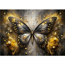 Karizmart Ahşap Mdf Puzzle Yapboz Siyah Sarı Kelebek 50 x 70  cm