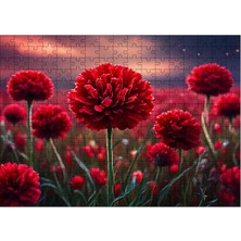 Karizmart Ahşap Mdf Puzzle Yapboz Kırmızı Çiçekler 25 x 35 x 50 cm